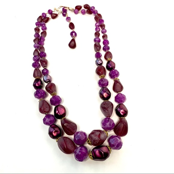 Vintage Jewelry - Purple Beaded Vintage Necklace